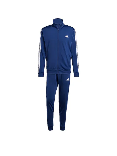 adidas Uomo Sportswear Basic 3 Stripes Tricot Track Suit, Dark Blue, L