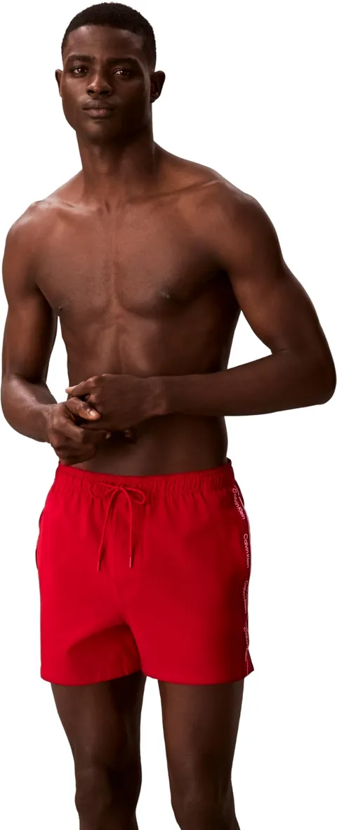 Calvin Klein Uomo Pantaloncino da Bagno Short Drawstring con Cordoncino, Rosso (Red