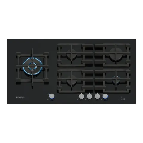 Siemens iQ700 ER9A6SH40 - Piano cottura a gas, 90 cm, in vetro temperato, colore: Nero
