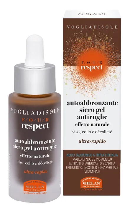 Helan, Vogliadisole Respect - Siero Viso Acido Ialuronico Autoabbronzante Antirughe Gel