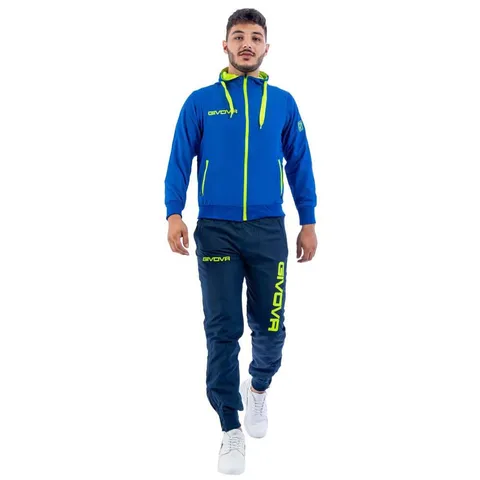 Givova TR017, Tuta Winner Unisex - Adulto, Azzurro/Giallo Fluo, 2XL