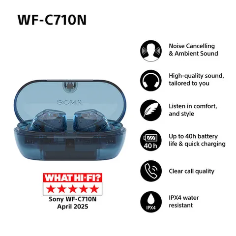 Sony WF-C710N Auricolari Wireless Noise Cancelling Glass Blue