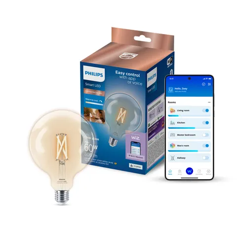 Philips Smart LED Globe Filament - Illuminazione LED intelligente - Luce bianca calda e
