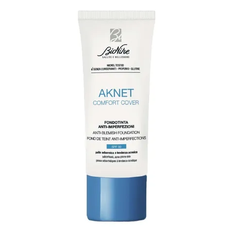BioNike Aknet - Comfort Cover Fondotinta Non Comedogeno per Acne, Coprenza Medio-Alta