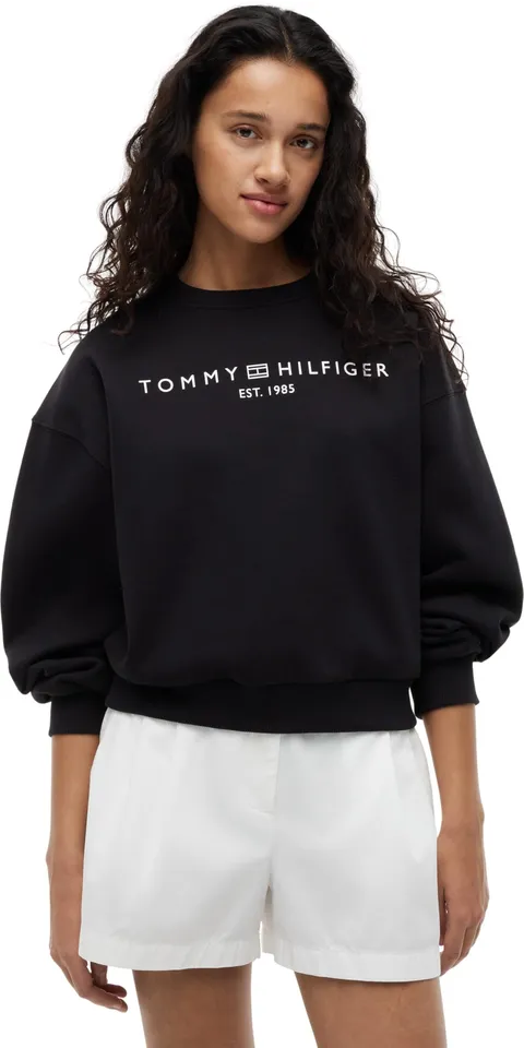 Tommy Hilfiger Felpa da Donna Corp Logo MDRN Swtsrt WW0WW47831 Pullover Felpa, Nero