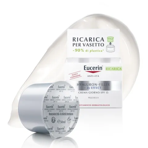 Eucerin Hyaluron-Filler Ricarica Crema Giorno SPF 15 Pelli Secche 50 ml, Refill crema