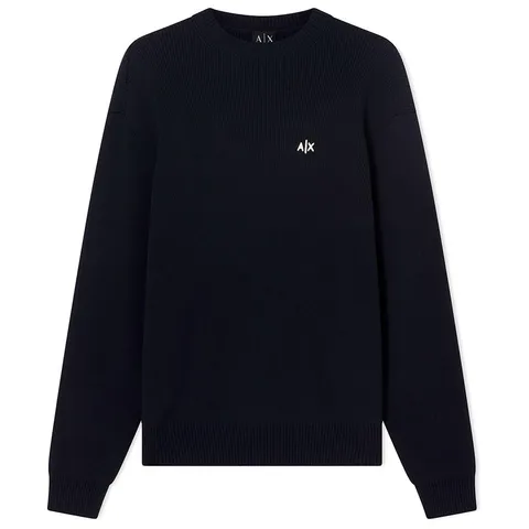 Armani Exchange Logo 3D Embroidered Front Logo, Genuine Cotton, Maglione Blue, XL
