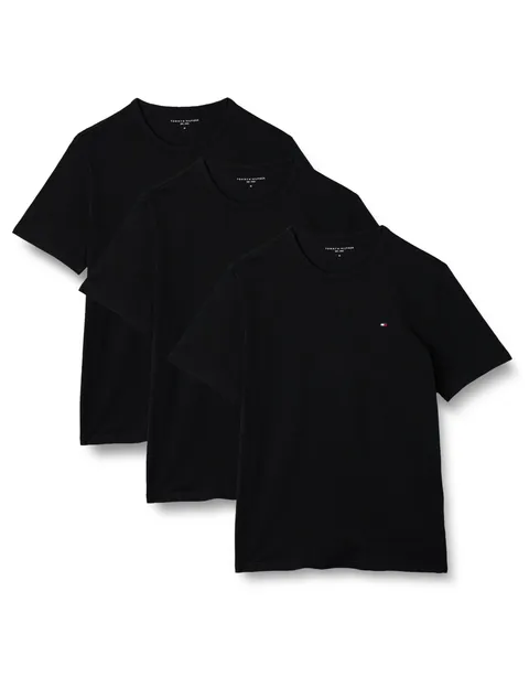 Tommy Hilfiger Maglietta da Uomo 3P SS Tee UM0UM03870 S/S, Nero (Nero/Nero/Nero), XS
