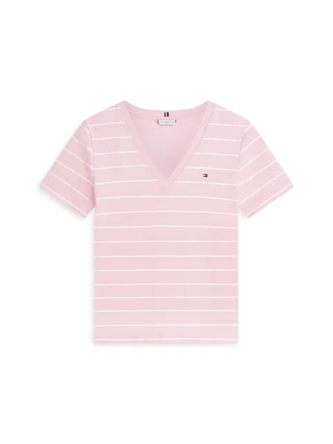 Tommy Hilfiger Donna Slim Cody V-Nk SS Ww0Ww40584, Rosa, XS