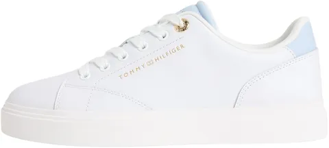 Tommy Hilfiger TH Feminine Cupsole Leather Fw0fw09105, Basso Top Donna, Beige (White/Breezy Blue), 42 EU