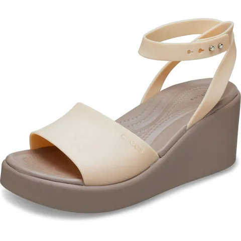 Crocs Brooklyn Ankle Strap Wedge, Sandali Donna, Shitake, 42/43 EU