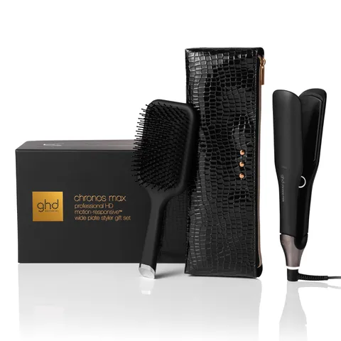 ghd Set Regalo Chronos Max, Include Piastra per Capelli a Lamelle Larghe, Spazzola Piatta