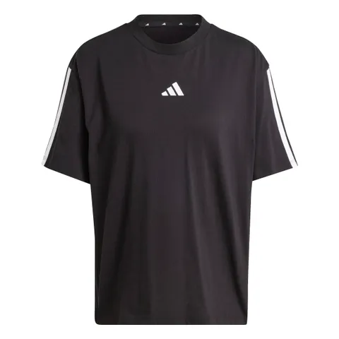 adidas Donna Essentials 3-Stripes Boyfriend Shirt, Black/White, XL