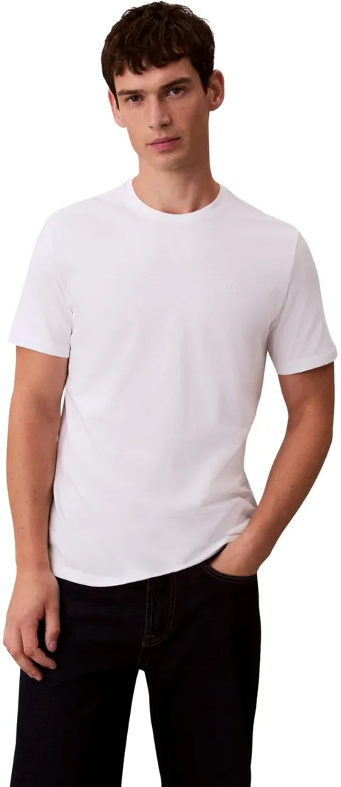 Calvin Klein Uomo T-Shirt Maniche Corte Classic Monogram Tee con Scollo Rotondo, Bianco