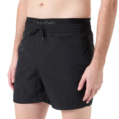 Calvin Klein Uomo Pantaloncino da Bagno Medium Double Waistband Lunghezza Media, Nero (Pvh Black), XXL
