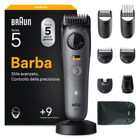 Braun Regolabarba Uomo Series 5, +9 Strumenti di Styling, Rasoio Elettrico Barba, Lama