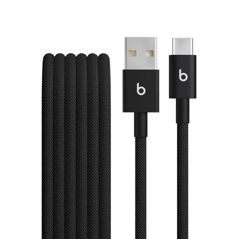 Beats da USB-A a USB-C Cavo in tessuto intrecciato, ricarica rapida, resistente e antigroviglio, caricatore compatibile per dispositivi Apple e Android (1,5 m) - Nero nucleare
