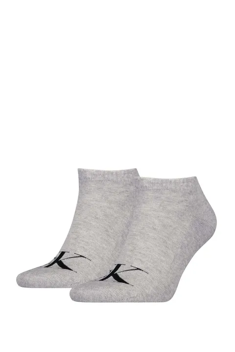 Calvin Klein Socks Organic Cotton Monogram Quarter, Calzino Uomo, Light Grey Melange