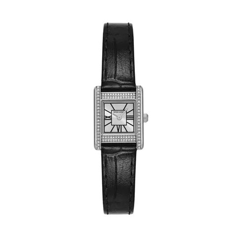 Emporio Armani Orologio Analogico al Quarzo Donna con Cinturino in Pelle AR11660, Nero