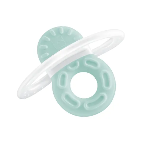 MAM Bite & Relax Fase 1 Mini Dentaruolo, Massaggia gengive neonati 2+ mesi, Con sterilizzatore portatile per microonde, Regalo neonato con 4 sagomature, Azzurro