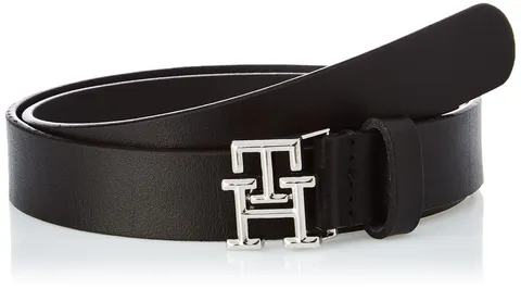 Tommy Hilfiger Donna Cintura TH Logo 2.5 Cintura in Pelle, Nero (Black), 95 cm