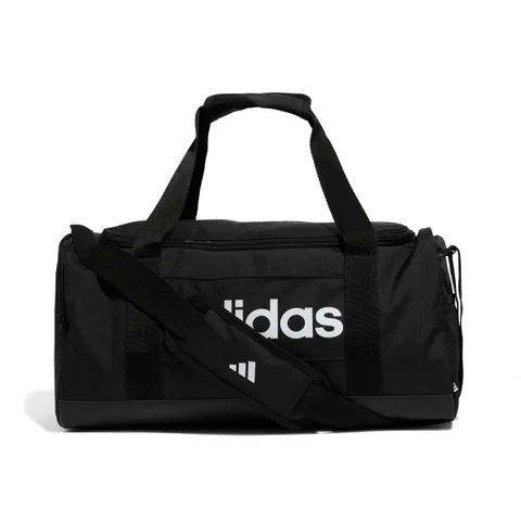 adidas Unisex - Adulto Essentials Linear Duffel Bag Duffel Bag, Black / Black / White, S
