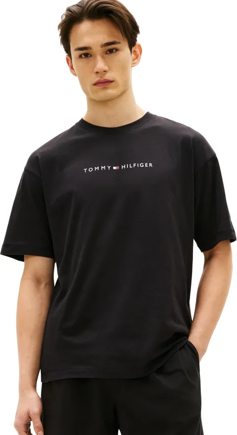 Tommy Hilfiger Uomo T-Shirt Maniche Corte Logo in Cotone, Nero (Black), XXL