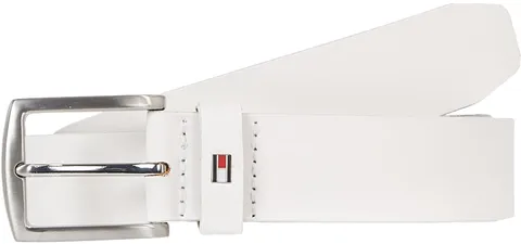 Tommy Hilfiger Uomo Cintura New Denton 3.5 Belt Cintura in Pelle, Bianco (Optic White), 110 cm
