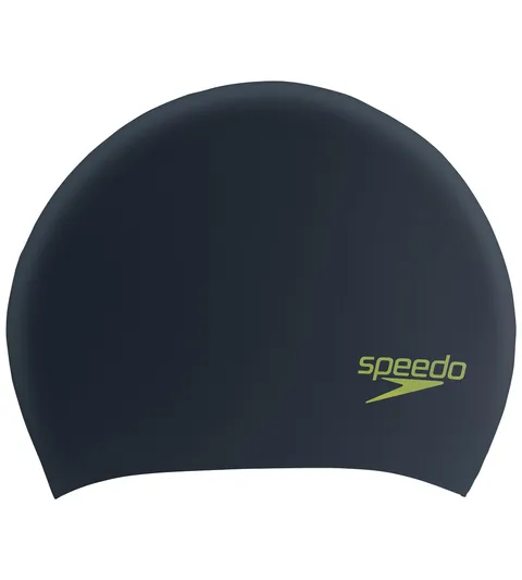 Speedo Junior Unisex Long Hair Cap | Swim Cap | Snag Free | Easy-On, Black/Acid Green