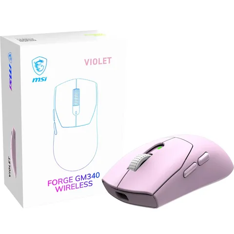 msi Forge GM340 Wireless Violet Mouse Gaming Wireless Wired 12000 DPI, tasso di