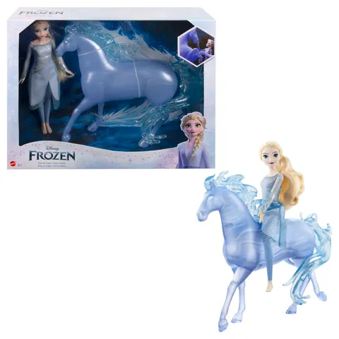 Mattel Disney Frozen - Elsa e Nokk, creatura acquatica a forma di cavallo, ispirati al