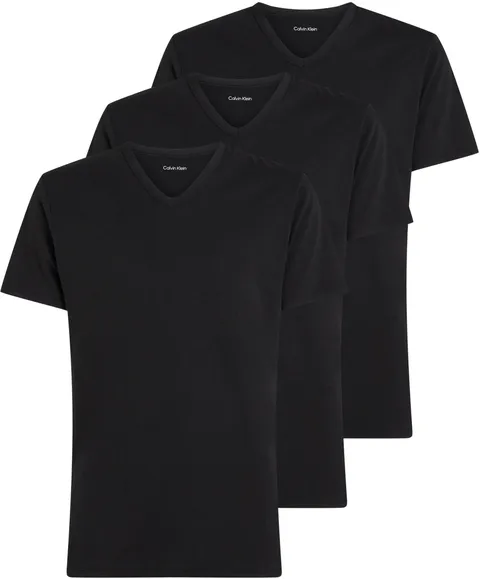Calvin Klein Uomo T-Shirt Maniche Corte Confezione da 3 con Scollo a V, Nero (Black, Black, Black), XL