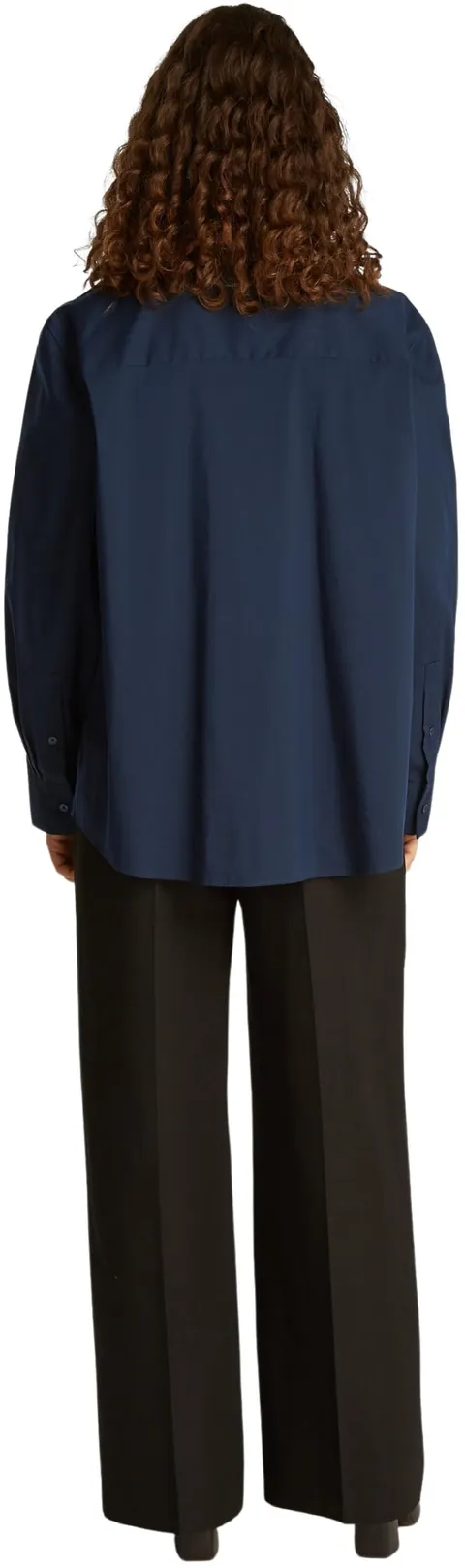 Tommy Hilfiger Donna Camicia Poplin Regular Fit, Blu (Dark Night Navy), 48