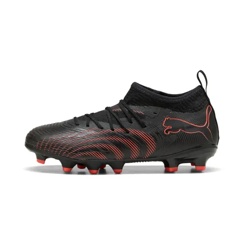 PUMA Future 9 Match FG/AG JR Scarpe da Calcio, Nero-Rosso incandescente, Grigio Forte