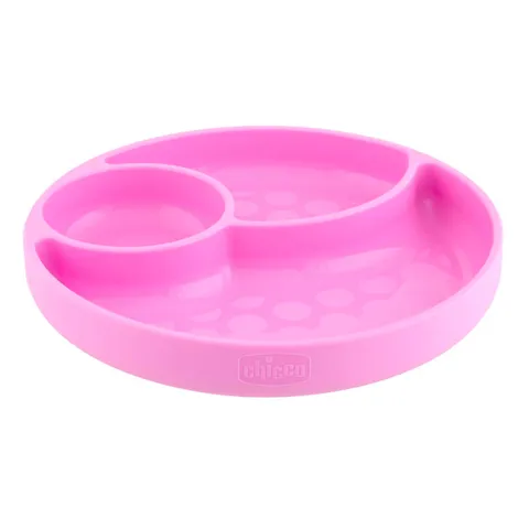 Chicco Piatto con Ventosa per Bebè e Bambini, Piatto Pappa in Silicone a Scomparti con 3