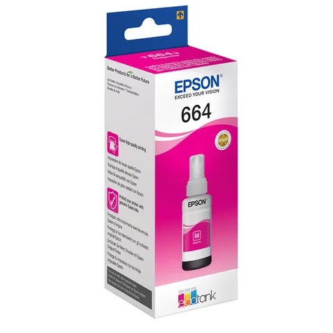 Epson Serie 664 EcoTank, Flaconi di Inchiostro Dye a 4 Colori, 70 ml, Magenta