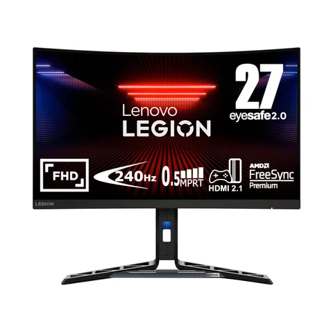 Lenovo Legion R27fc-30 Gaming Monitor - Display 27 pollici FullHD WLED 1920 x 1080, VA, Bordi Ultrasottili, AMD FreeSync, 0.5ms, 240Hz, Cavo HDMI - Raven Black - Esclusiva Amazon