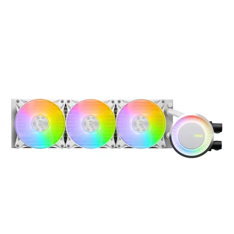 MSI MAG Coreliquid E360 Bianco Liquid Cooler - Piastra di raffreddamento in rame, ARGB