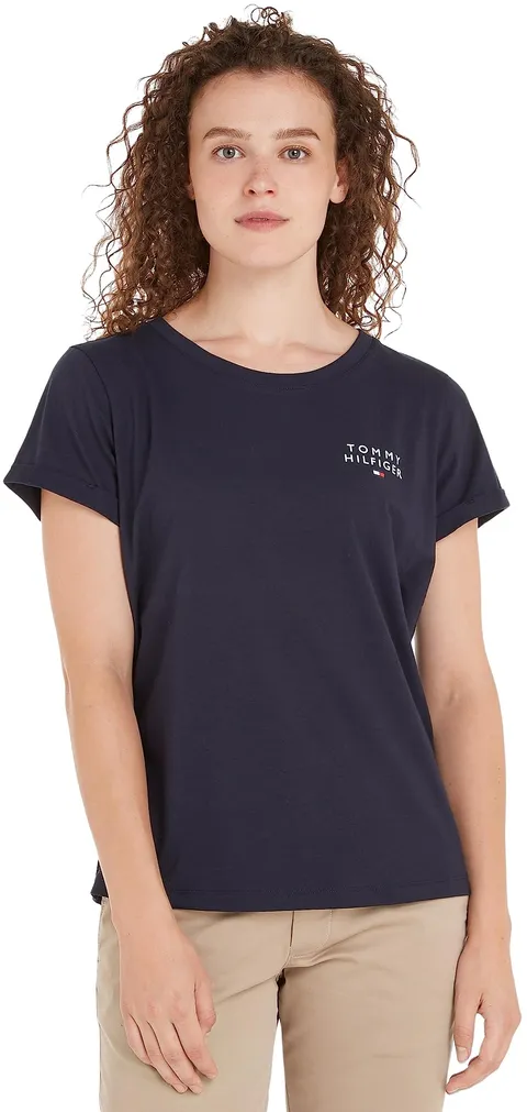 Tommy Hilfiger Donna T-Shirt Maniche Corte Scollo Rotondo, Blu (Desert Sky), L