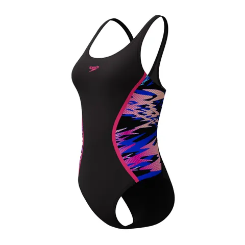 Speedo Hyperboom Splice Muscleback One Piece Costume da Bagno per Donna, Nero, 44