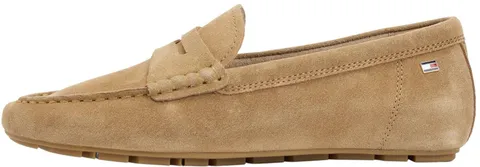 Tommy Hilfiger Flag, Mocassino Driver da Donna in Morbida Pelle Scamosciata, Fw0Fw08558, Cachi (Tela Safari), 3,5