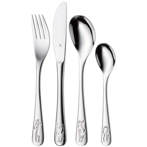 WMF Set posate bimbo Safari, 4 pezzi, posate colorate, posate acciaio inox 18/10