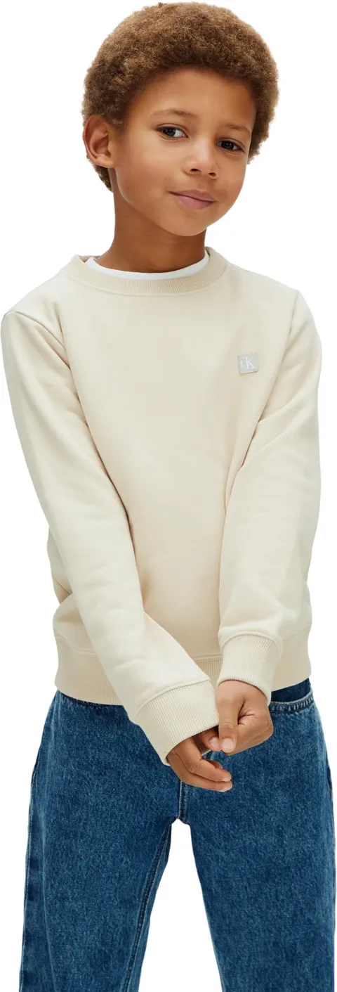 Calvin Klein Bambini Unisex Felpa Mini Badge con Scollo Rotondo, Beige (Oatmeal 13-0401