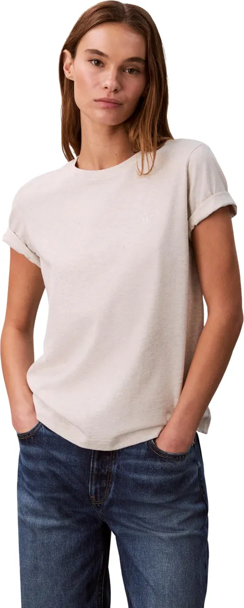 Calvin Klein Donna T-Shirt Maniche Corte Archive Jersey Tee con Scollo Rotondo, Grigio