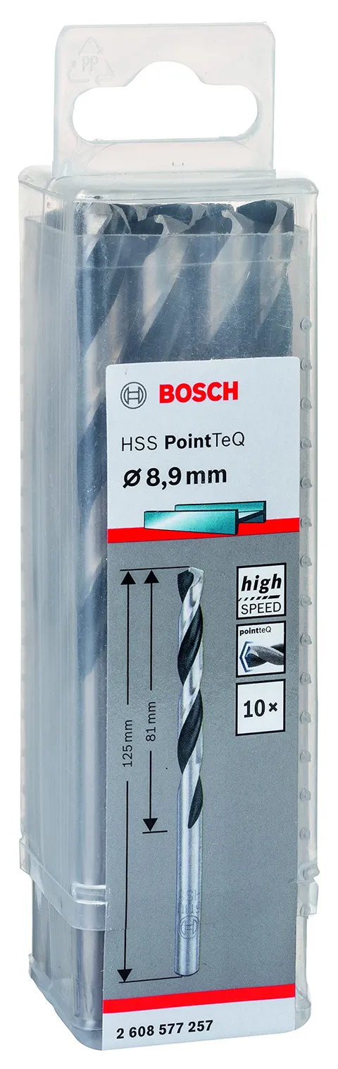 Bosch Accessories 2608577257 HSS PointTeQ (8,9 x 81 x 125 mm) - Set da 10 Pezzi di Punte
