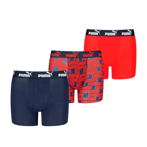 PUMA Boy's Elements Boxer, Navy/Red, 134/140 (3er Pack)