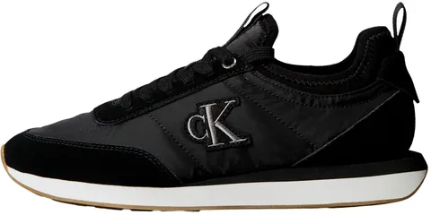 Calvin Klein Donna Sneakers Running Retro Lace Up Sock con Logo, Grigio (Black/Gun