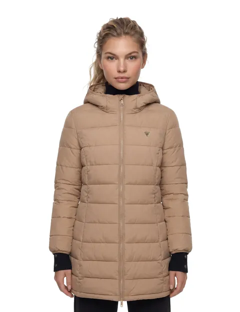 Guess Donna Piumino Aleta Long Puffer Jacket Marrone