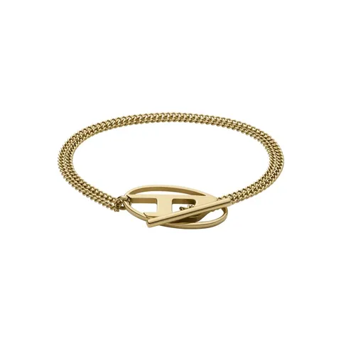Diesel Bracciale da Uomo in Acciaio Inossidabile con Chiusura a T, Oro pallido