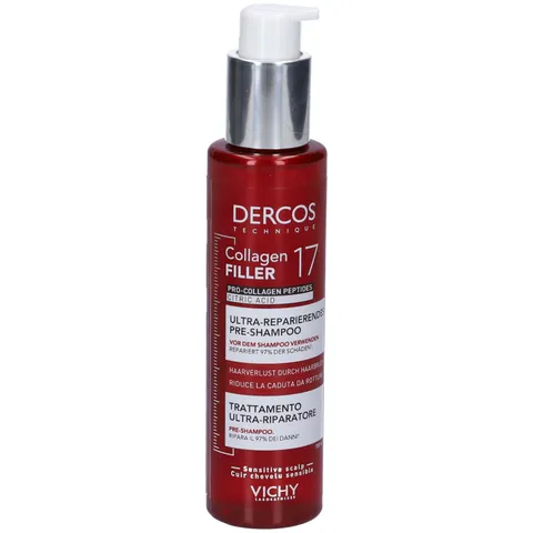 Vichy Dercos, Collagen 17 Pre-Shampoo Riparatore, Per Capelli Deboli, Azione Anti-Rottura